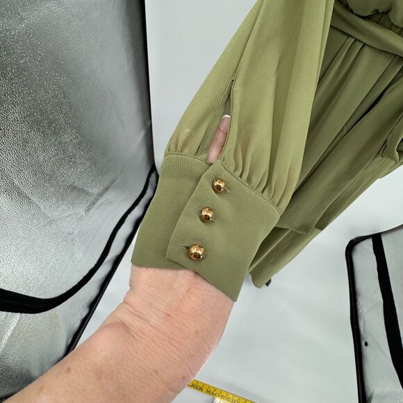 Baltic Born Faux Wrap Lydi Maxi Dress Womens XL Sheer Sleeves Button Cuff Detail - Picture 4 of 8